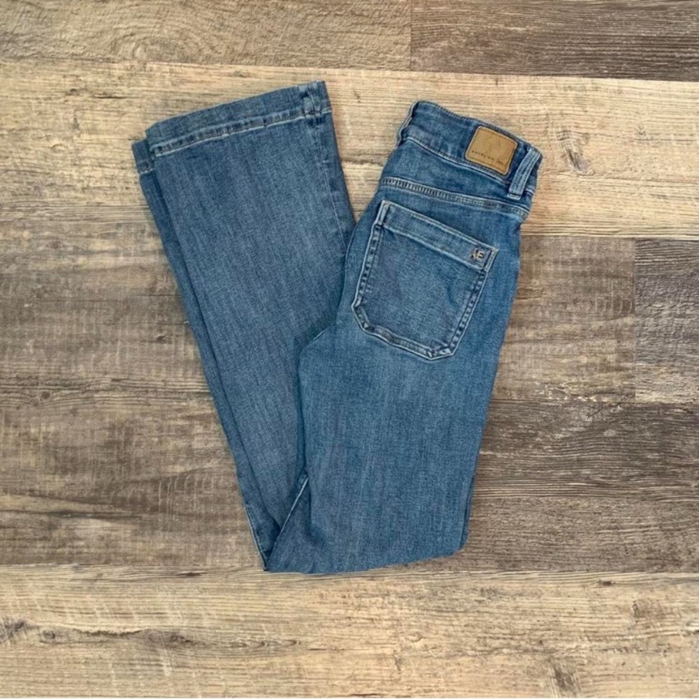 american eagle blue high-rise bootcut jeans